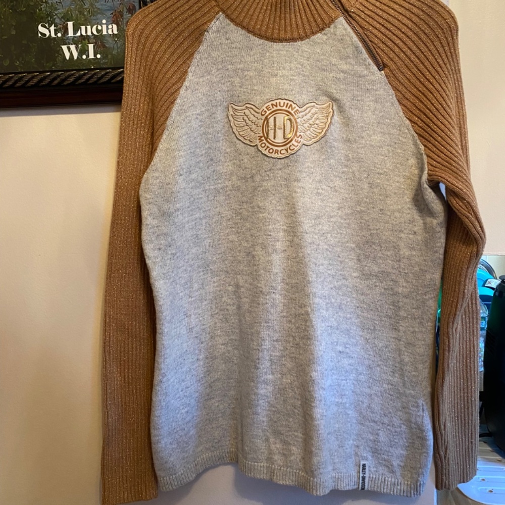NWT Harley-Davidson Women's Winged H-D Patch Zippered Ski Sweater - Size Large - Picture 3 of 7